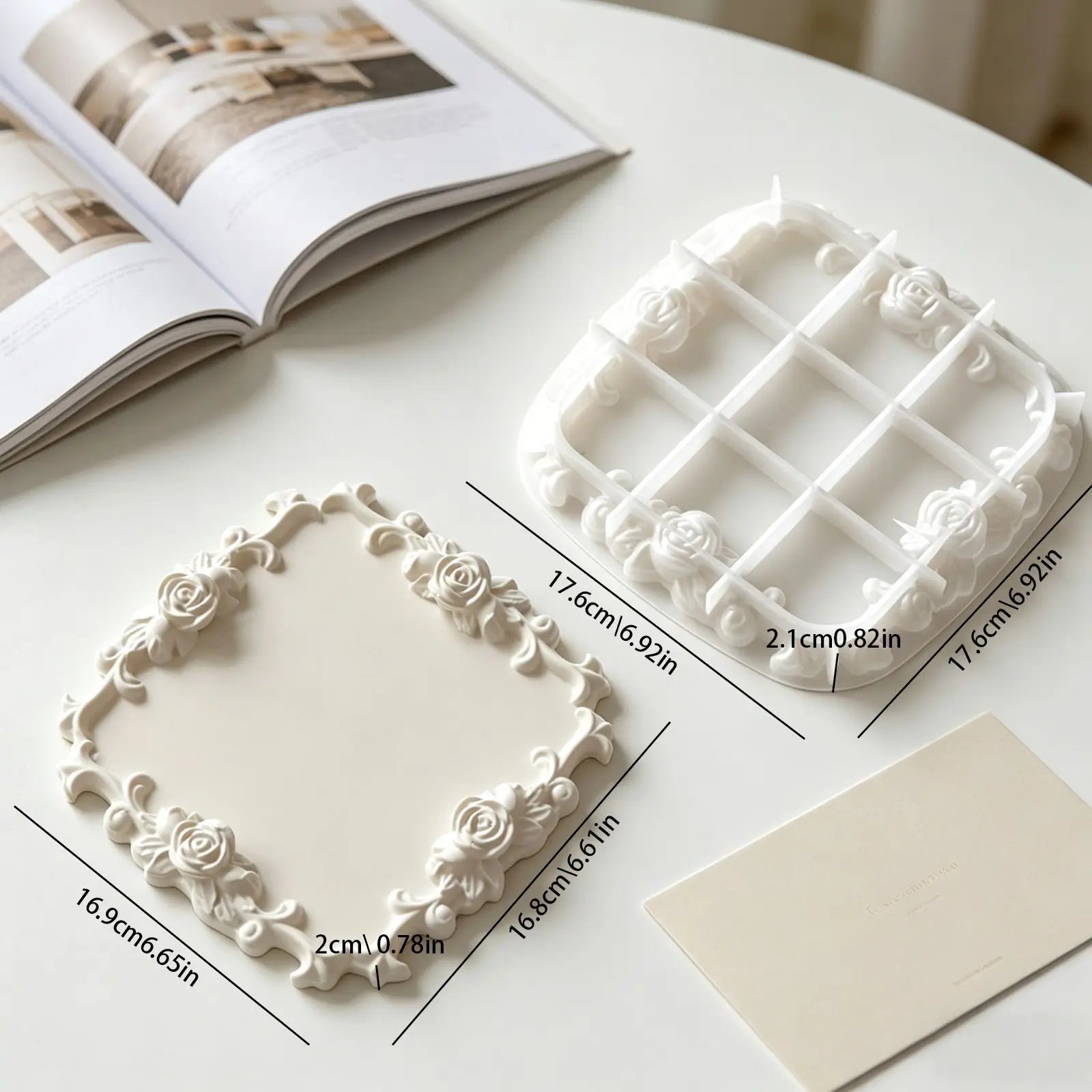 Moule Silicone Cadre Rose Vintage Bordure Dentelle