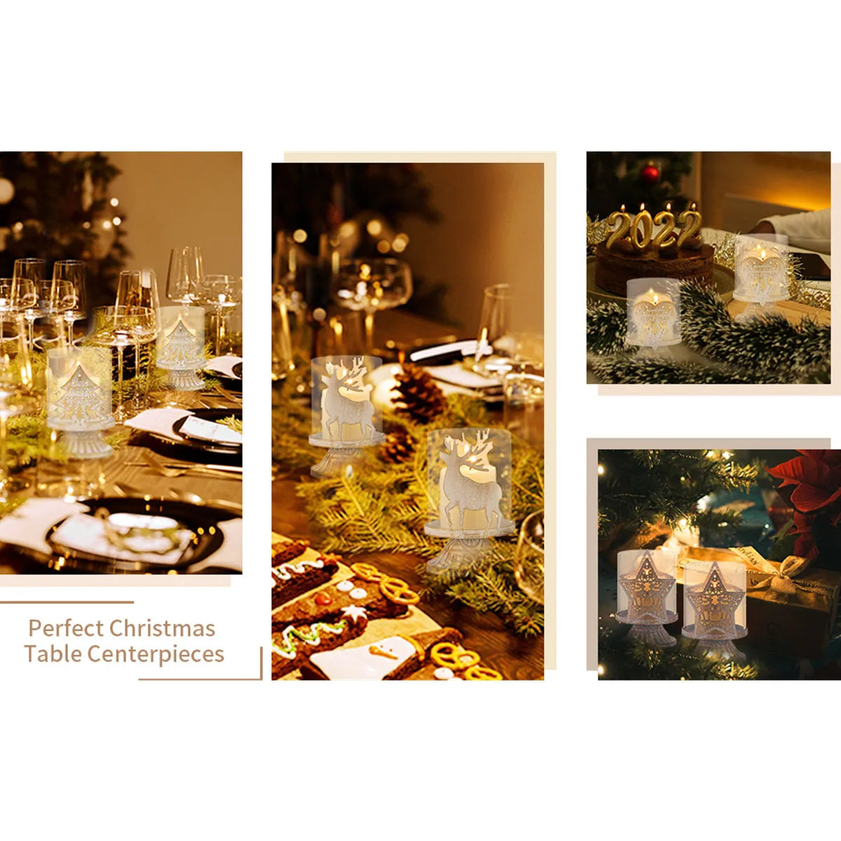 Bougeoir de Noël Élan et Sapin en Verre