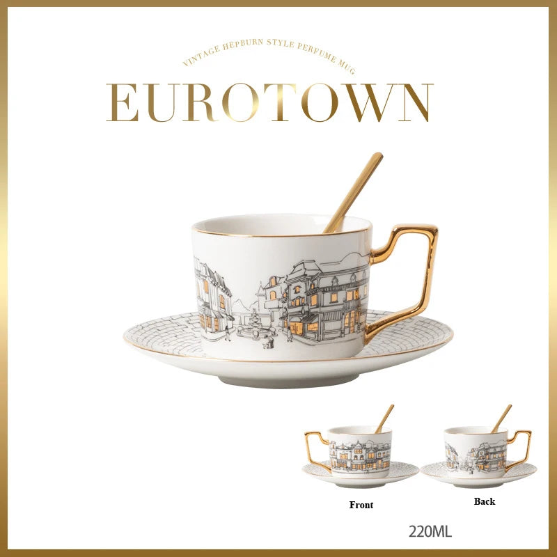 Tasse à Café Vintage Style Européen avec Soucoupe