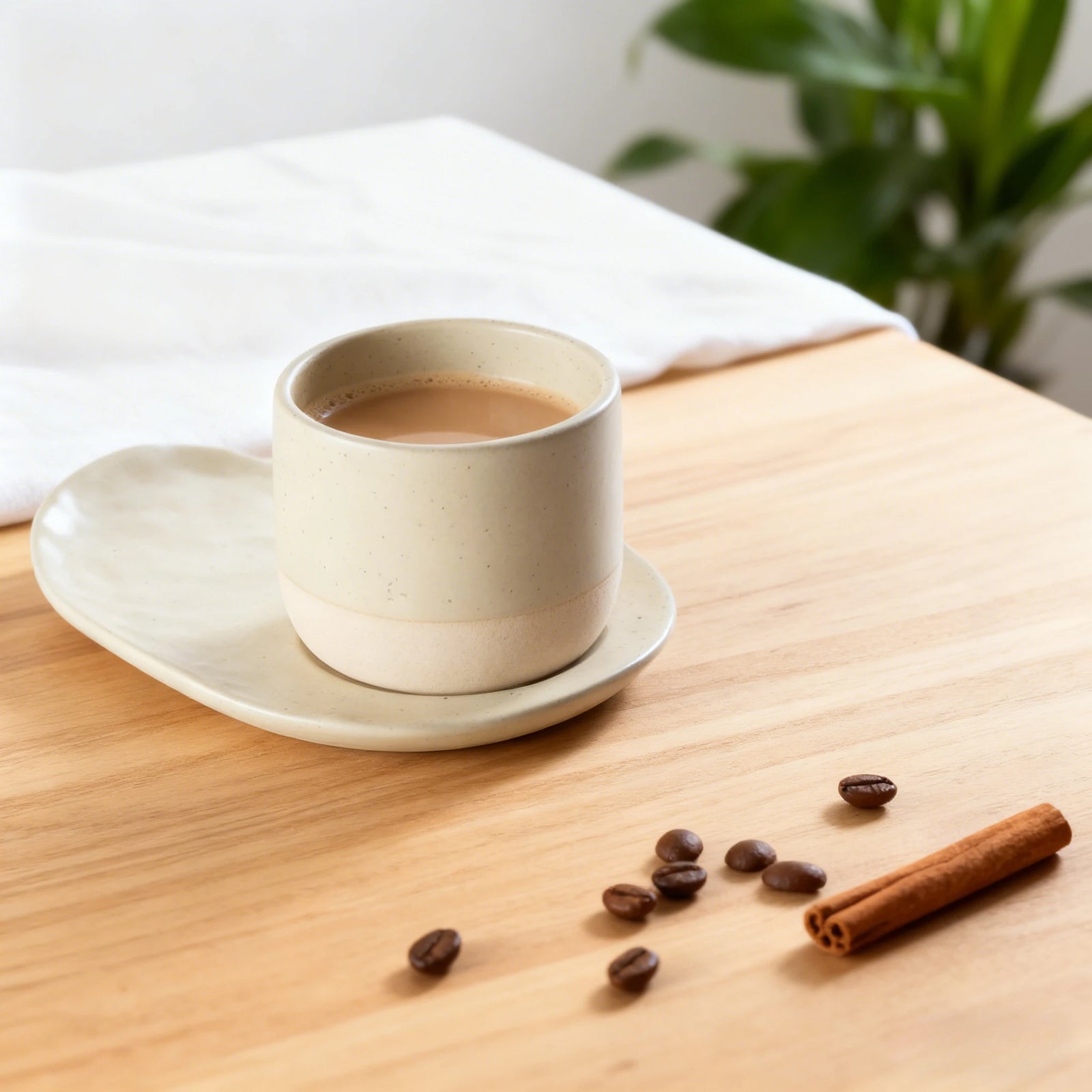 Ensemble Tasses Expresso et Soucoupes Motif Pointillé Style Oriental
