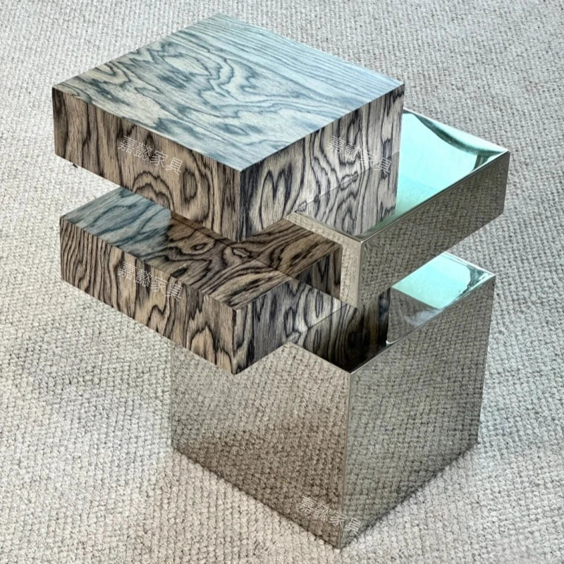 Geometric Metal Side Table – Light Luxury Accent Table
