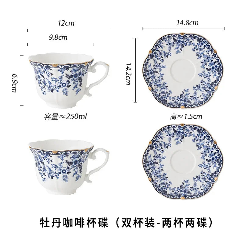 Tasse à Café en Porcelaine Bleu et Blanc Style Anglais