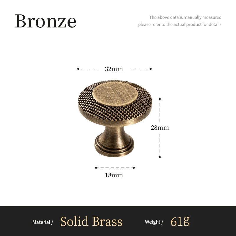 Knurled Brass Handle – Antique T-Bar Drawer Knob