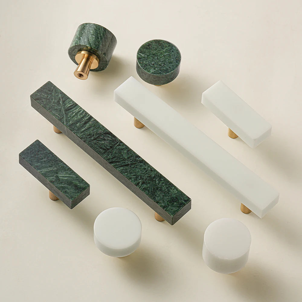Marble & Brass Handle – Crystal Stone Knob