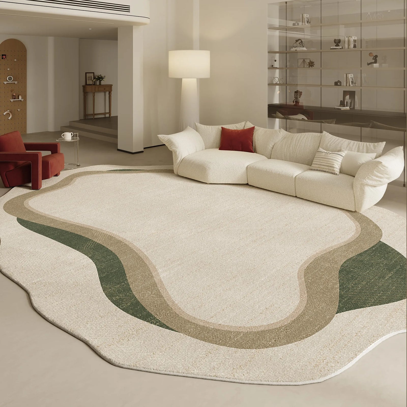 Tapis Forme Irrégulière Moderne Peluche Épaisse Chambre
