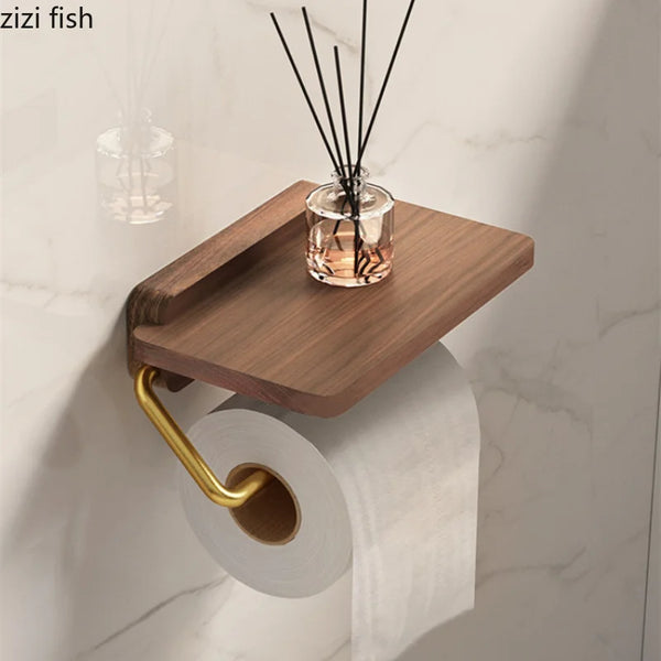 Porte-Essuie-Tout Mural en Bois et Acier Inoxydable