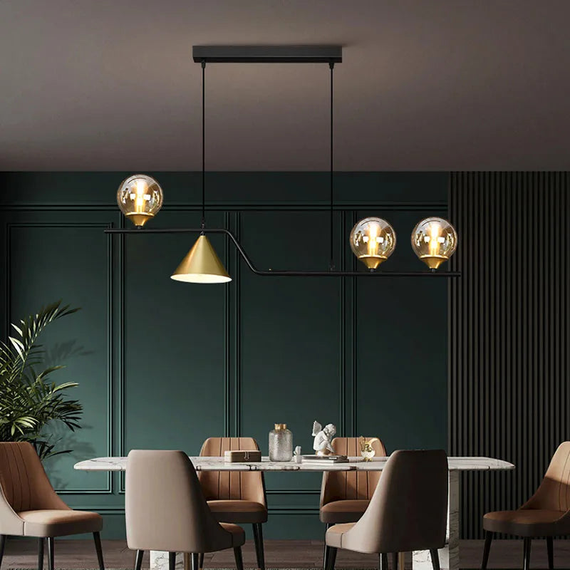 Suspension Boule de Verre Noire - Style Nordique LED