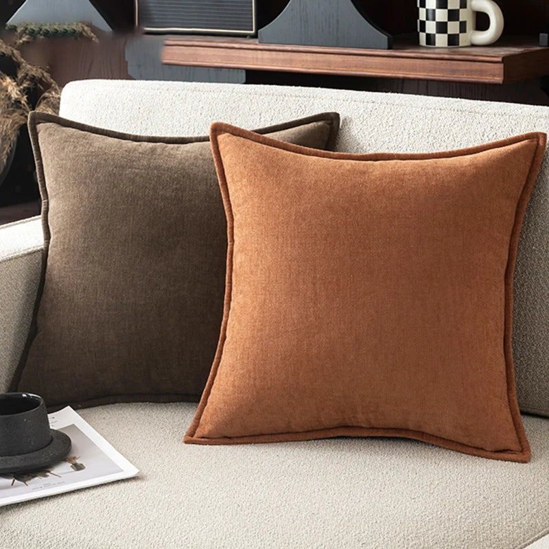 Housse de Coussin Chenille Rétro - Design Élégant