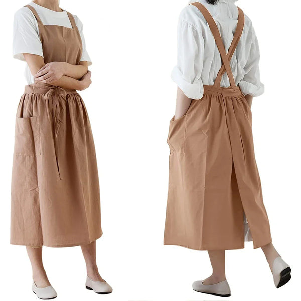 Tablier Robe Plissé Coton et Lin Style Nordique