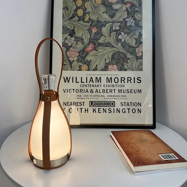 Lampe Bouteille Verre Nordique LED Portable Cuir