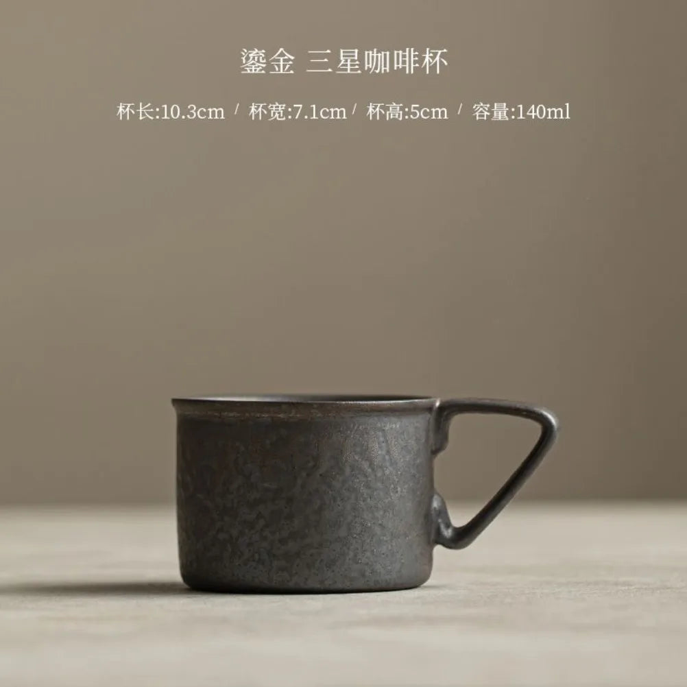 Ensemble Tasses Céramique Vintage Style Japonais Dorées