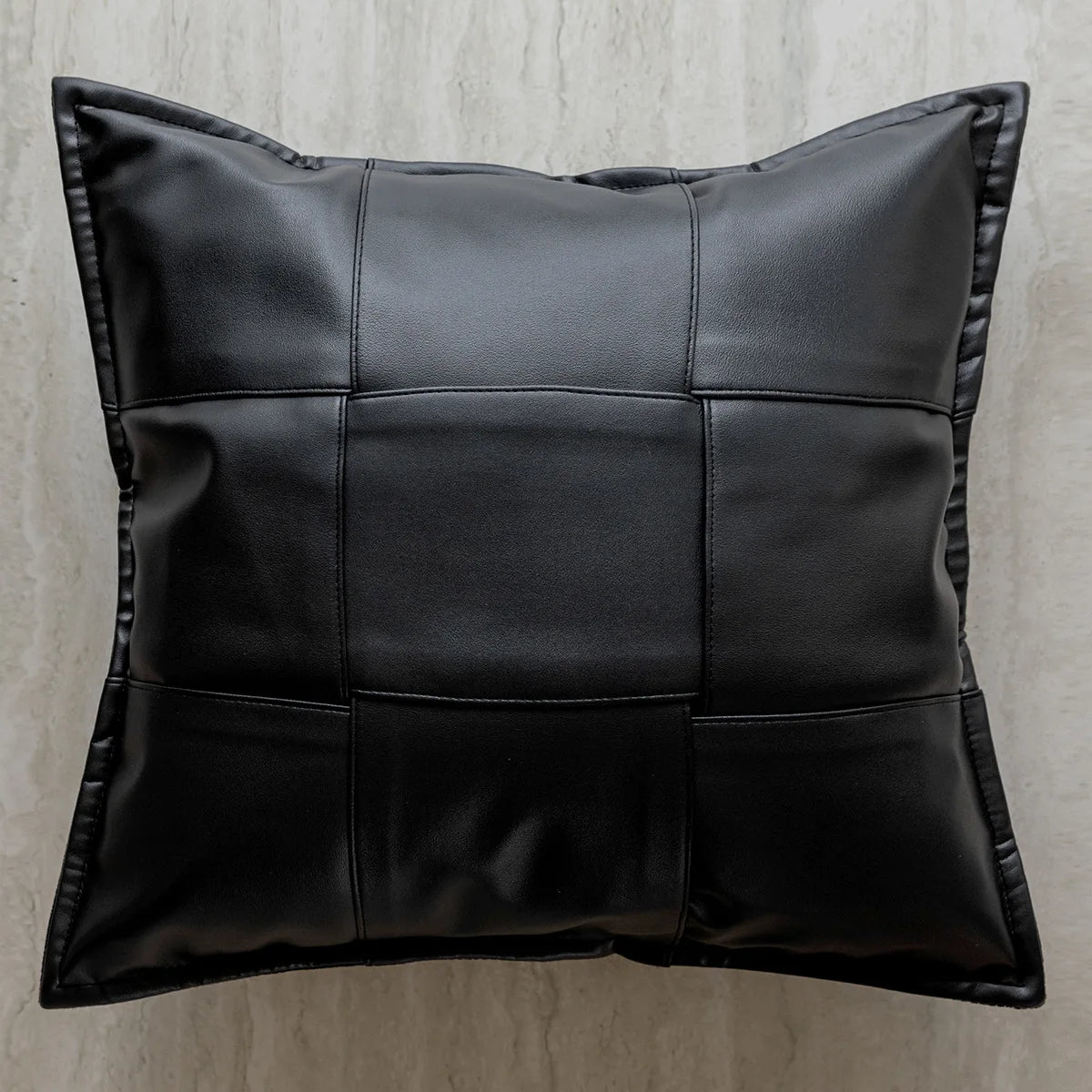 Housse de Coussin Cuir Tissé Brun Maillard Style Boho Vintage