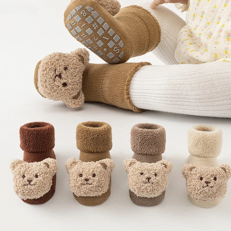 Chaussettes Bébé Antidérapantes Motif Ourson