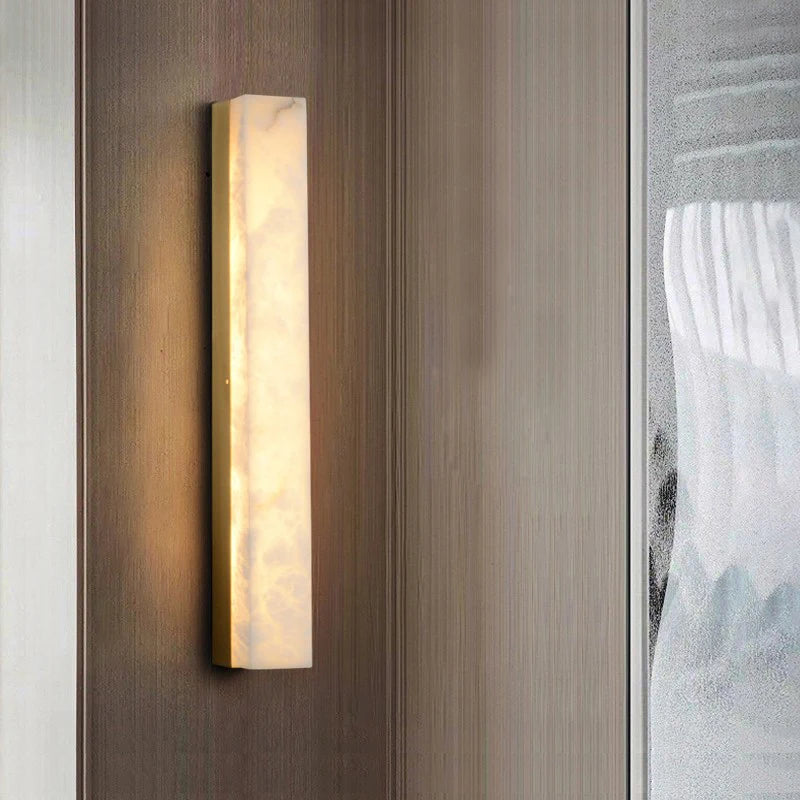 Applique Murale Marbre Naturel Espagnol Ligne Cuivre LED Albâtre