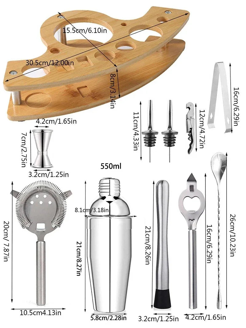 Ensemble Shaker à Cocktail Inox Kit Barman Complet