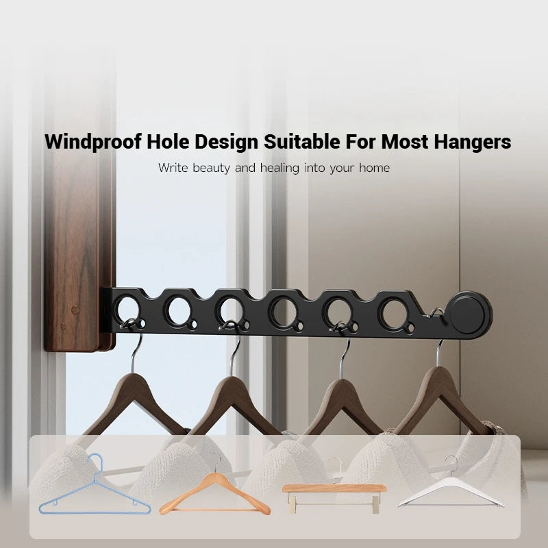 Porte-Vêtements Mural en Bois - Pliable et Escamotable
