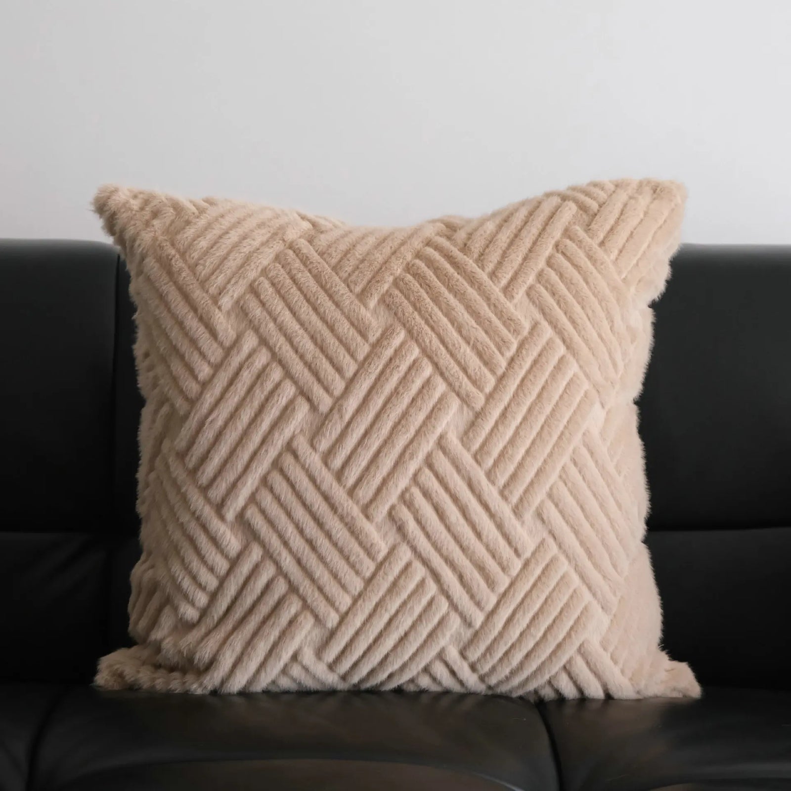 Housse de Coussin Arches Géométriques Effet Fourrure