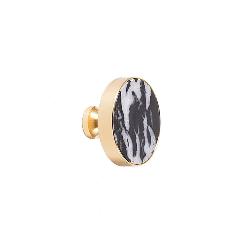 Natural Stone & Brass Knob – Cabinet Hardware
