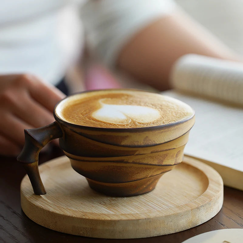 Tasse à Café Vintage Effet Bambou Style Japonais Haut de Gamme