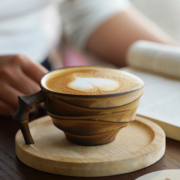 Tasse à Café Vintage Effet Bambou Style Japonais Haut de Gamme