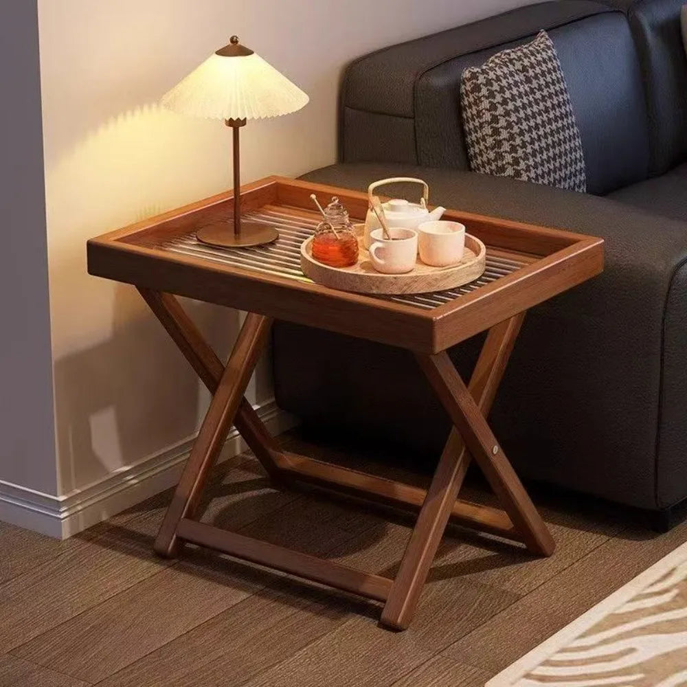 Table Basse Pliable en Bambou - Style Rétro