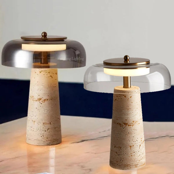 Lampe Champignon Travertin Pierre Naturelle