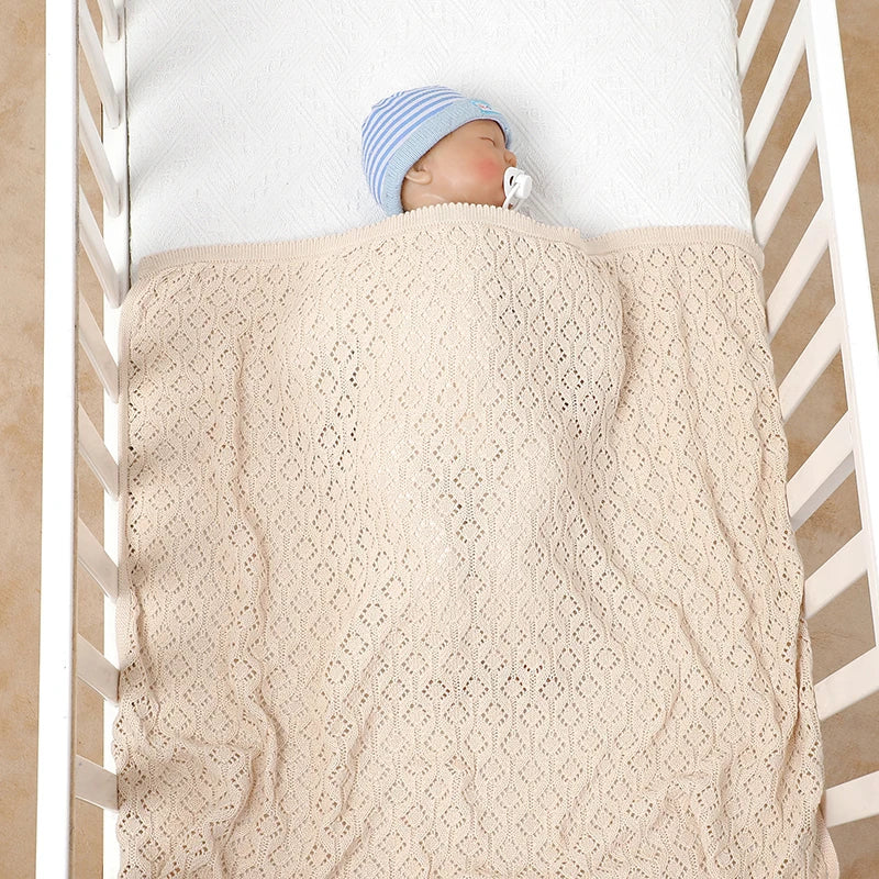Couverture Bébé Tricotée en Coton 90x70cm