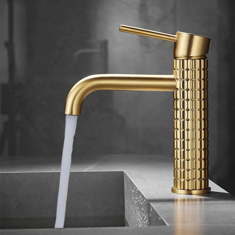 Robinet de Lavabo Or Brossé Chromé Mitigeur
