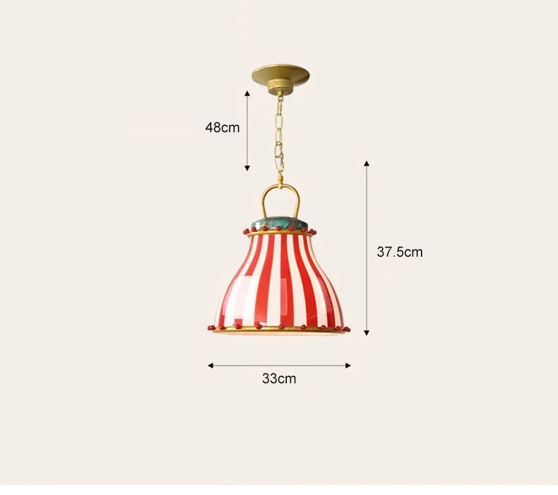 Suspension Verre Coloré Rayures Rouge Bonbon Rétro