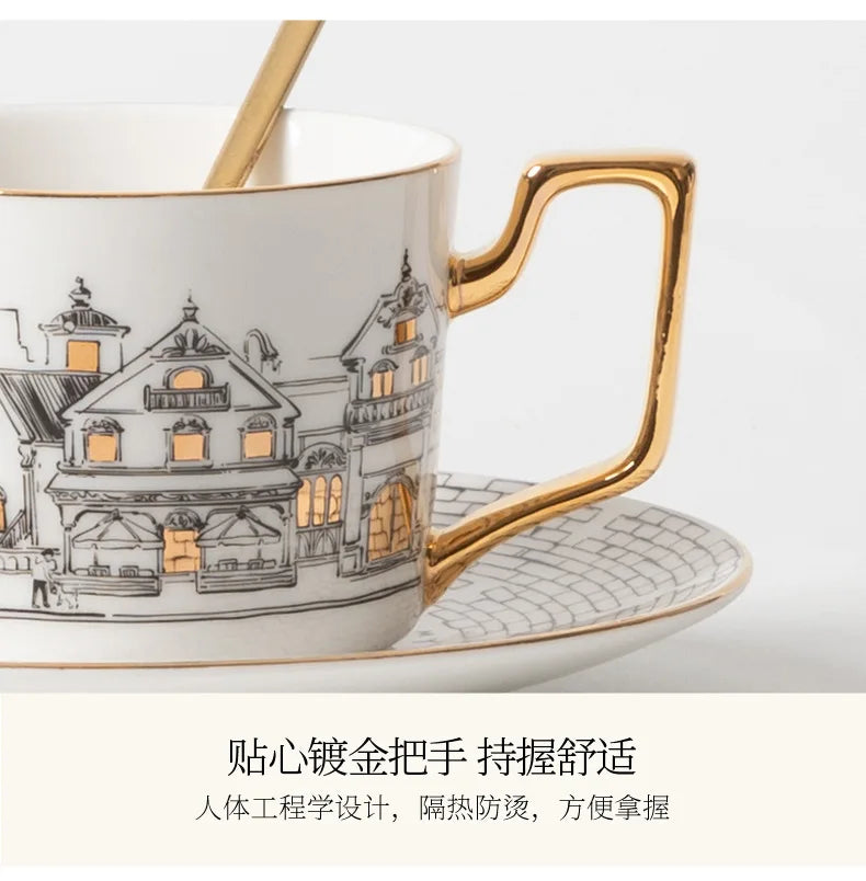 Tasse à Café Vintage Style Européen avec Soucoupe