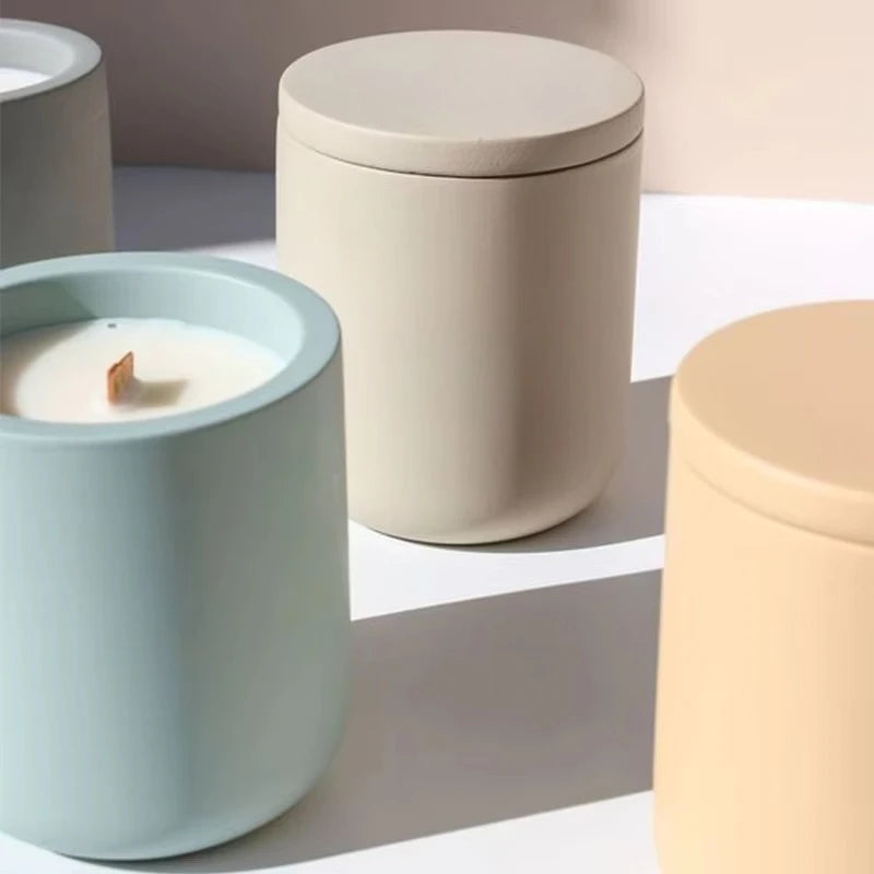 Bougie Parfumée en Pot de Céramique - Cire Végétale et Mèche en Bois