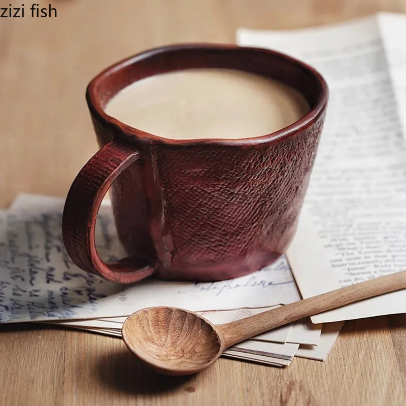 Tasse Céramique Japonaise Rétro Forme Irrégulière Grande Capacité