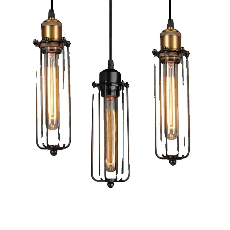 Petit Lustre Style Industriel Fer Rétro Américain