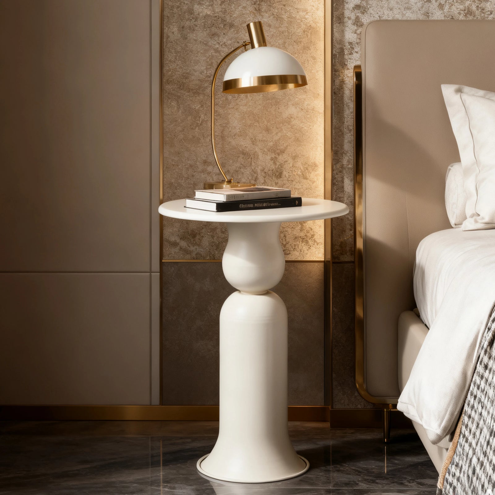 Table Basse Ronde en Métal avec Rangement - Style Italien