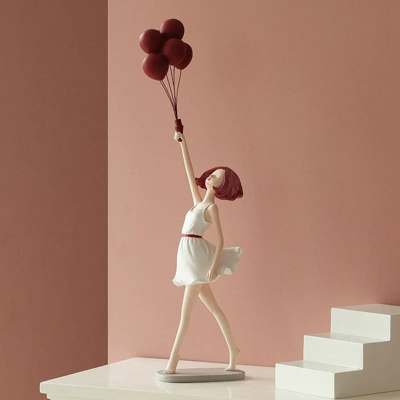 Statuette Fille au Ballon Sculpture Décorative Luxe