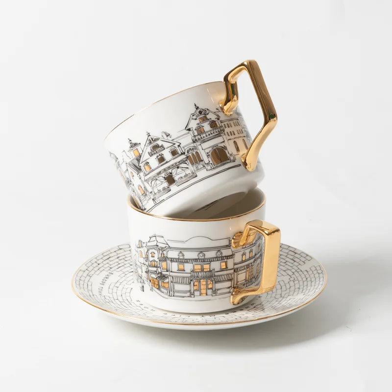Tasse à Café Vintage Style Européen avec Soucoupe