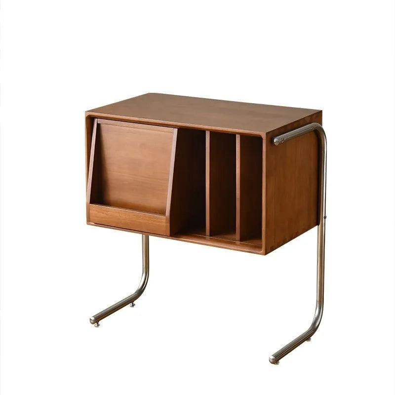 Table d'Appoint Bois Massif - Meuble de Rangement Vintage