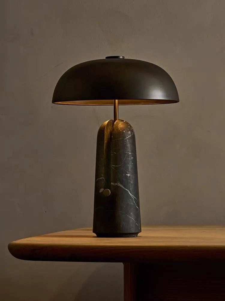 Lampe de Table Champignon en Travertin Style Wabi-Sabi