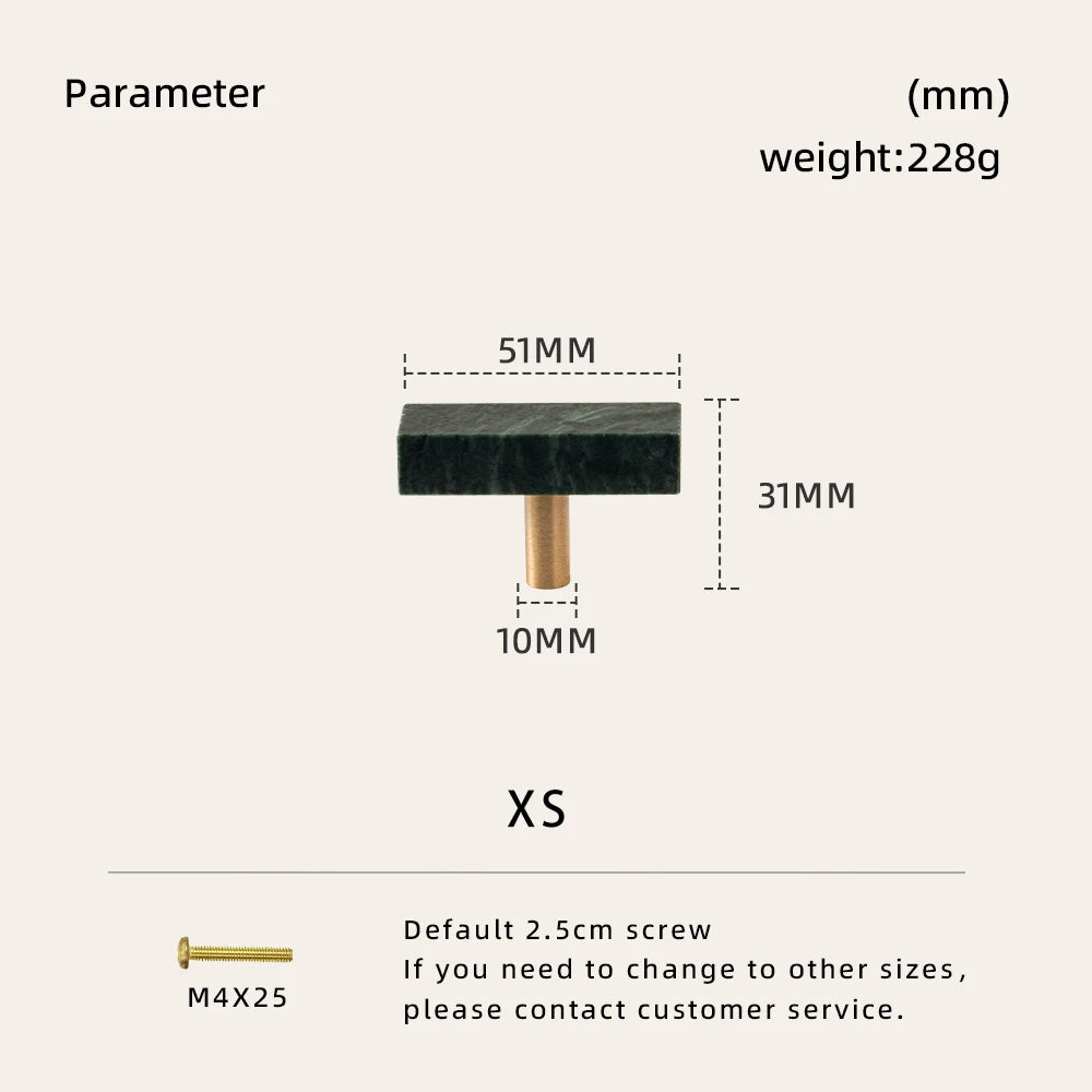 Marble & Brass Handle – Crystal Stone Knob
