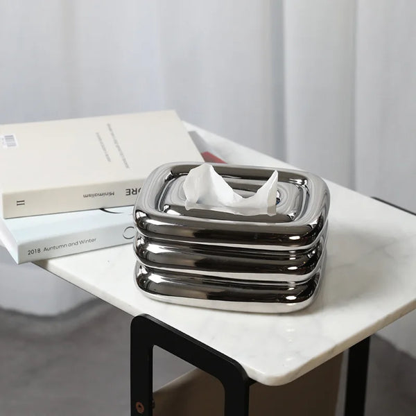 Boîte à Mouchoirs Céramique Design Géométrique Frangé