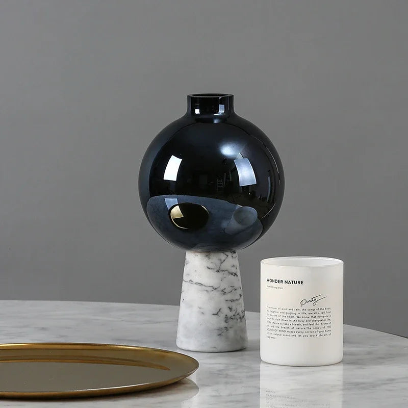 Vase en Verre Marbré - Forme Géométrique Étoile