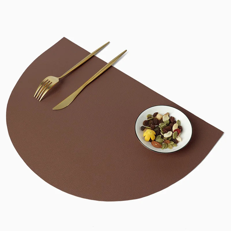 PU Leather Placemat – Semicircle Waterproof Table Mat