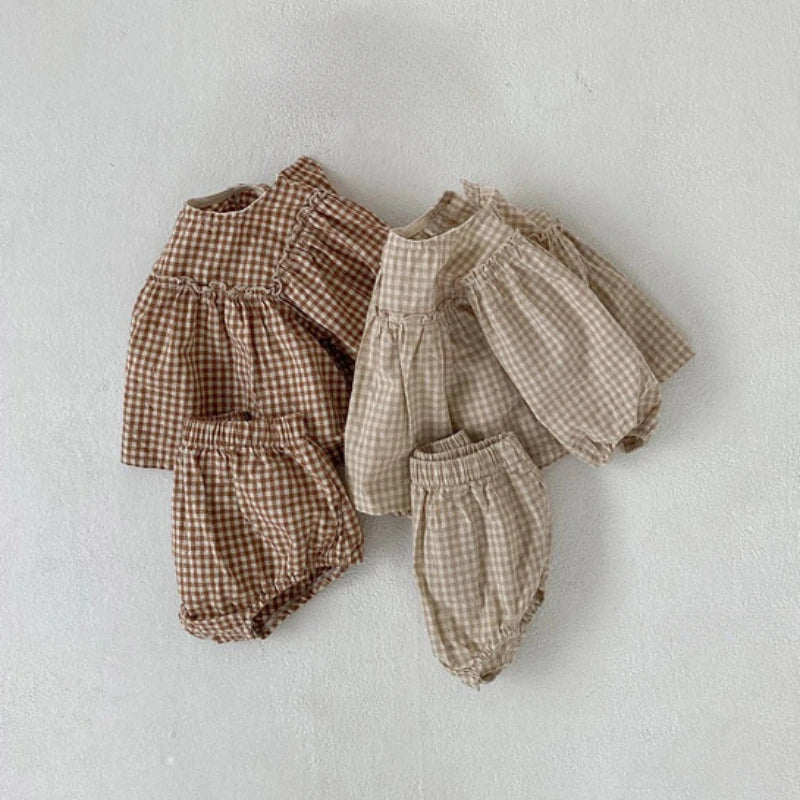 Ensemble Chemisier à Carreaux et Short Fille