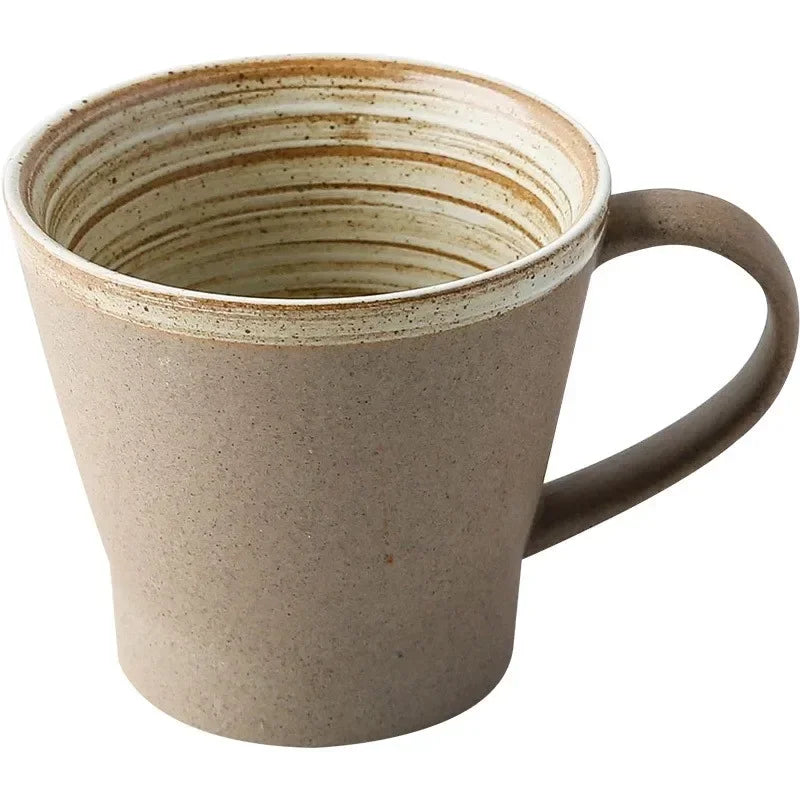 Ensemble Tasses en Poterie Rétro Faites Main avec Soucoupes