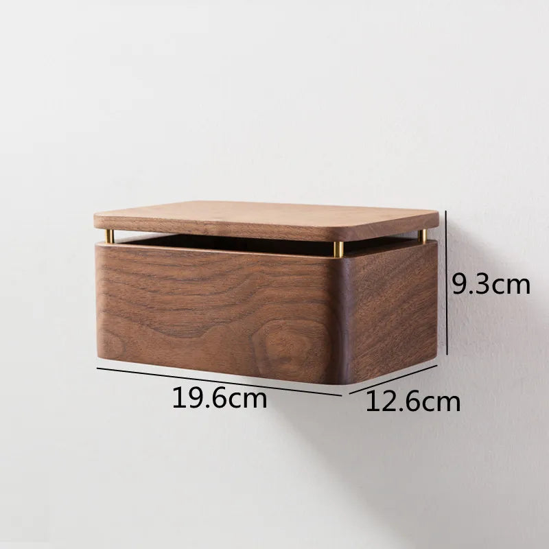 Distributeur de Papier Toilette Mural en Bois - Noyer