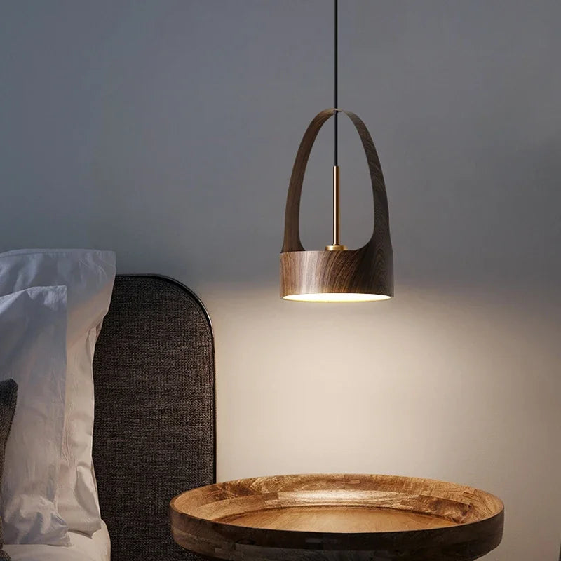 Suspension LED Effet Bois Style Restaurant Nordique