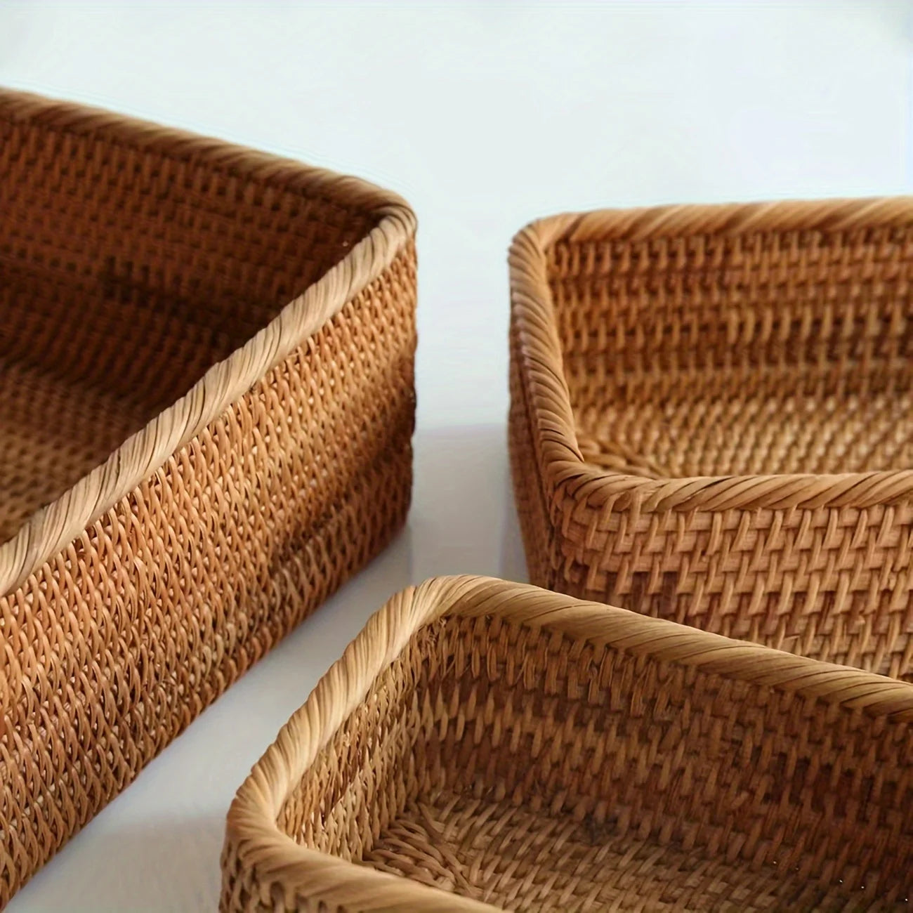 Panier de Rangement en Rotin Naturel Tressé Main