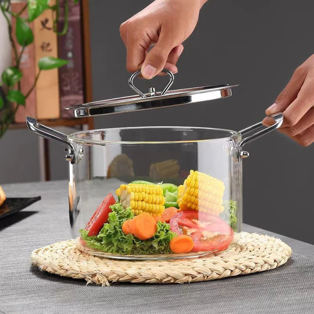 Casserole en Verre Résistant à la Chaleur avec Double Poignée