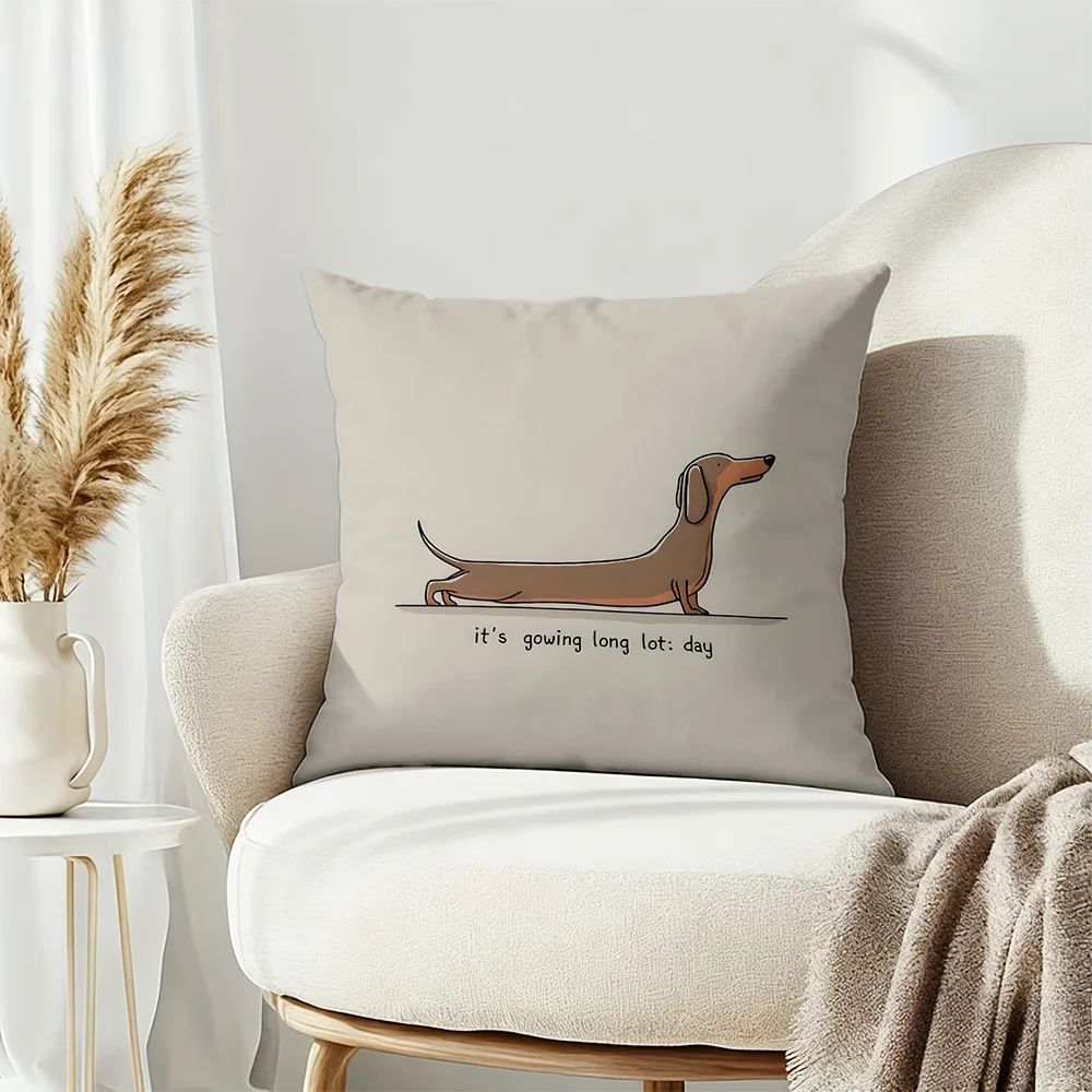 Housse de Coussin Teckel - Motif Chien Rigolo