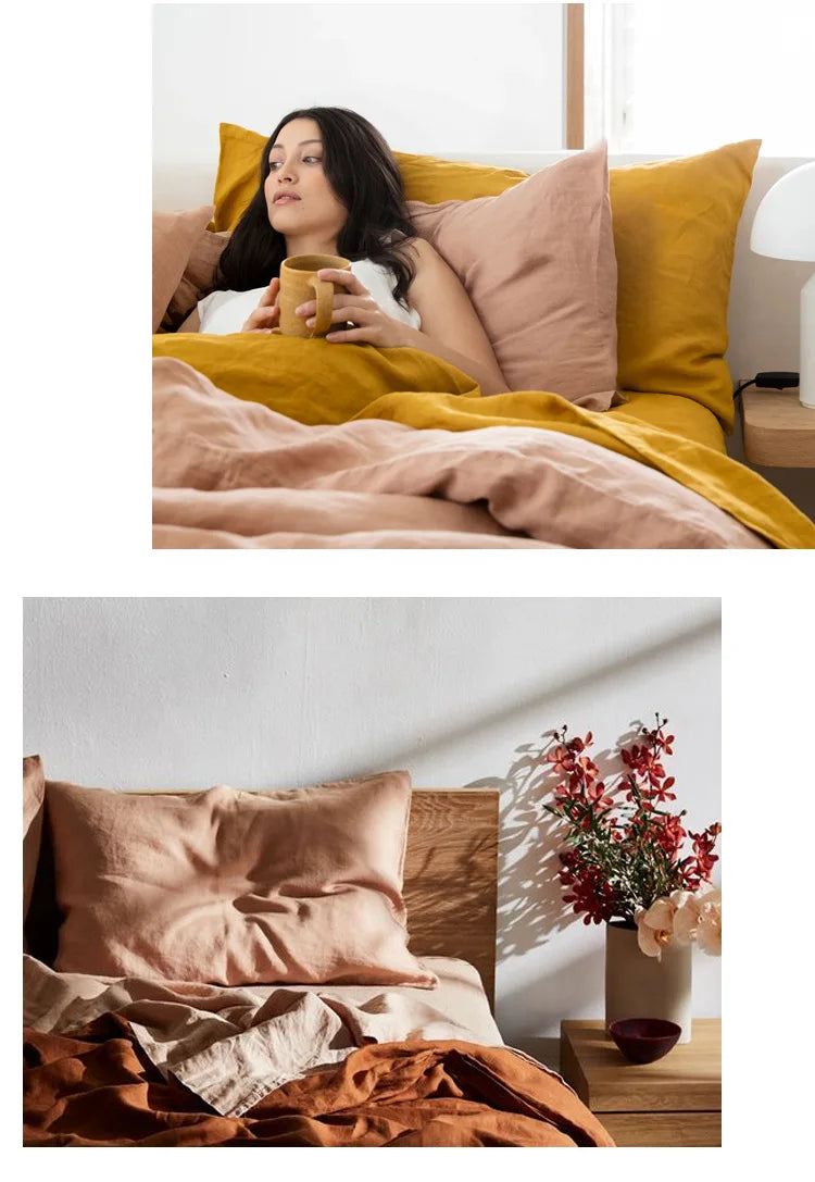 Housse de Coussin Lin Pur Format Enveloppe Coloris Uni